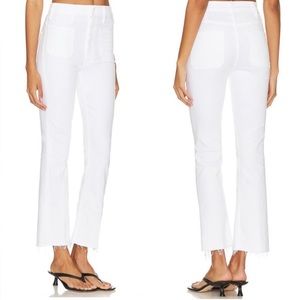 MOTHER The Hustler Patch Pocket Ankle Fray in Fairest Of Them All White Size 28